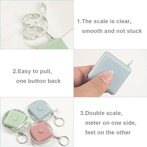 1.5M Extendable Tape Measure Set Sewing Crafts Body Measurements 3 Pack Tape Measures