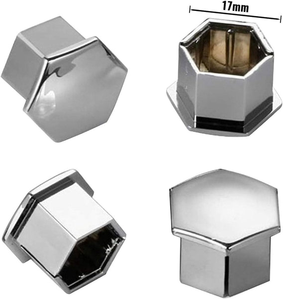 Universal Wheel Bolt Covers 20 Pieces 17 Mm Hexagon Nut Protector With Puller Suitable For All Car Brands Silver Valve Stems Caps