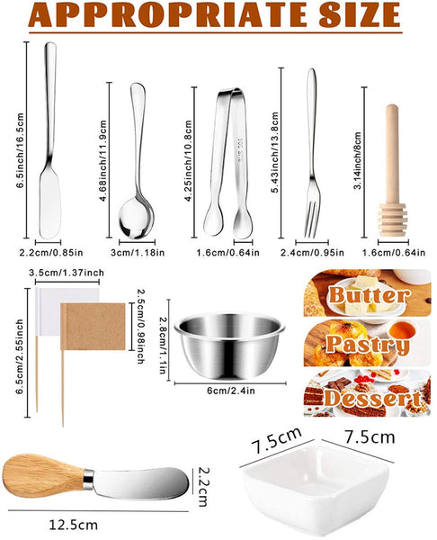 Cutlery Set 14 Piece Cheese Knife | Pastry Forks| Oval Coffee Spoons Kitchen Tongs & Serving Cutlery Sets