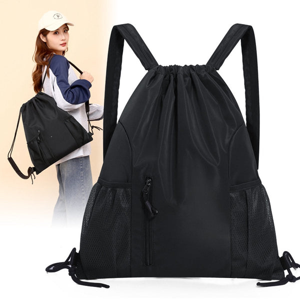 One Piece Backpack Drawstring Large Capacity Lightweight Separate Wet And Dry Compartments Sports Suitable For Travel Fitness Black Backpacks & Bags
