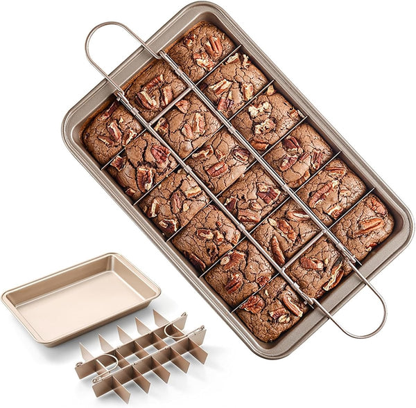 Baking Pan Cake Bread Tray With Cutting Aid Function Non Slip Handle Suitable For Making Cakes Chocolate Pastries Pies Cookies Etc. 30 X 20 5 Cm Bakin