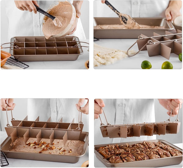Baking Pan Cake Bread Tray With Cutting Aid Function Non Slip Handle Suitable For Making Cakes Chocolate Pastries Pies Cookies Etc. 30 X 20 5 Cm Bakin