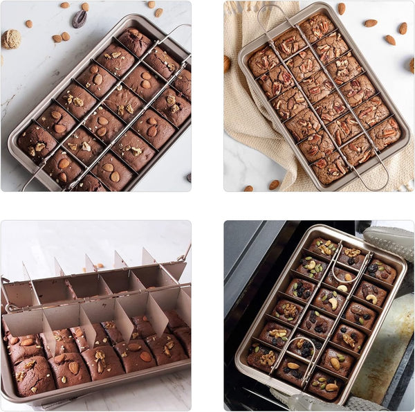 Baking Pan Cake Bread Tray With Cutting Aid Function Non Slip Handle Suitable For Making Cakes Chocolate Pastries Pies Cookies Etc. 30 X 20 5 Cm Bakin