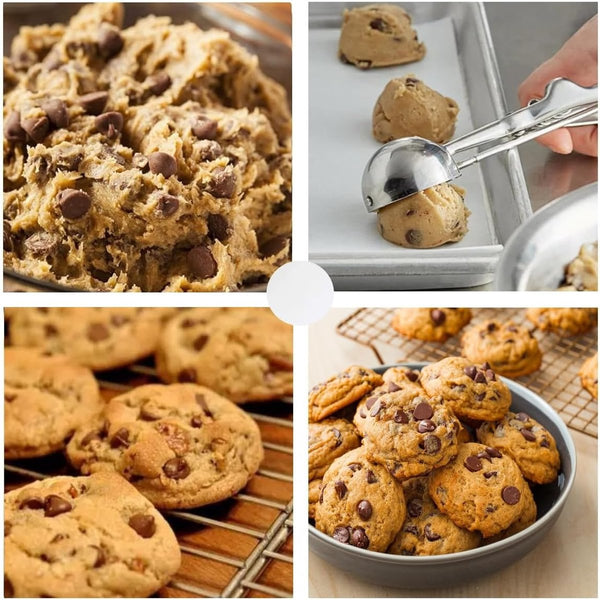 Three Piece Ice Cream Scoop Set Cookie Stainless Steel With Trigger Mechanism Large/Medium/Small Scoops Baking Spoons