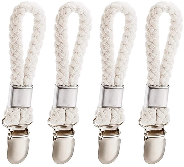 Set Of 4 Woven Cotton Ring Metal Towel Clips Hanging And Storage Suitable For Home Bedroom Bathroom Multifunctional Towel Racks