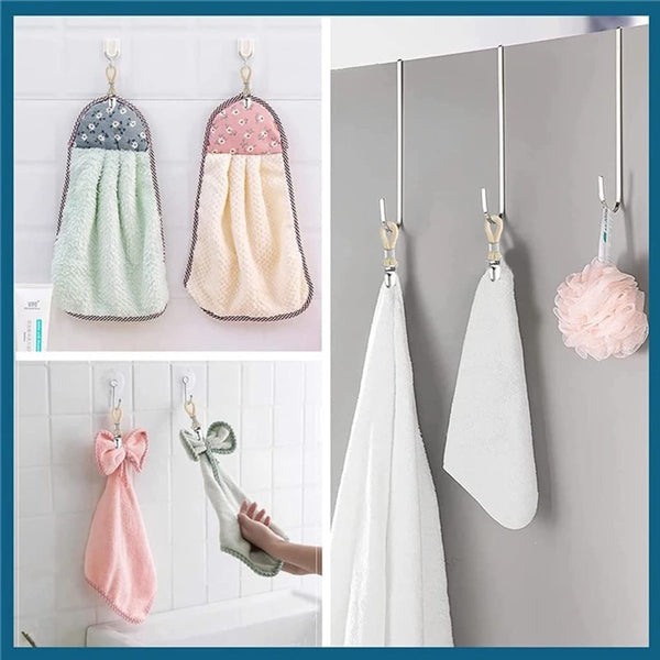 Set Of 4 Woven Cotton Ring Metal Towel Clips Hanging And Storage Suitable For Home Bedroom Bathroom Multifunctional Towel Racks