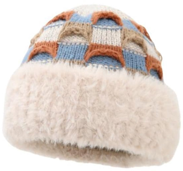 Winter Warm Knitted Hat With Fleece Lining Unisex Suitable For Cold Weather Beige Hats