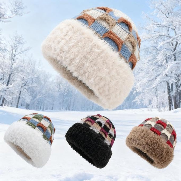 Winter Warm Knitted Hat With Fleece Lining Unisex Suitable For Cold Weather Beige Hats