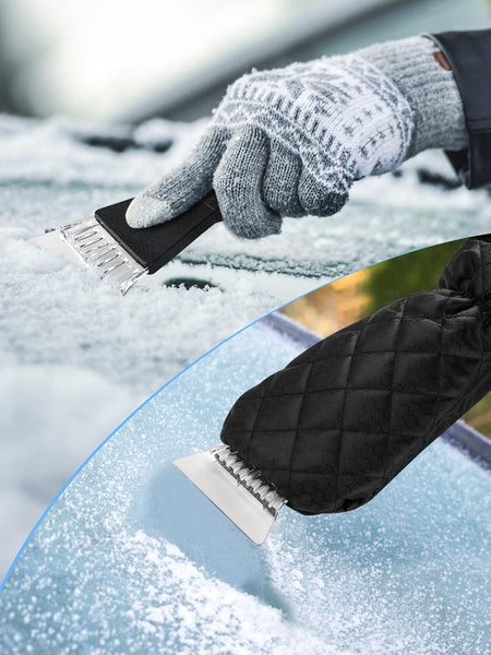 Car Ice Scraper & Snow Shovel With Antifreeze Gloves For Windshield Defrosting Ice Scrapers & Snow Brushes