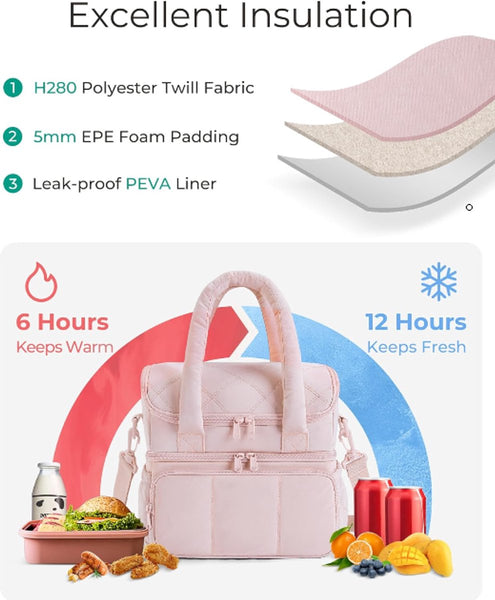 Cooler Bags Lunch Handle Strap Insulated Picnic Suitable For Work Office Travel And Picnicsiblacki Lunchboxes & Bags
