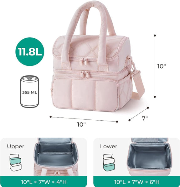 Cooler Bags Lunch Handle Strap Insulated Picnic Suitable For Work Office Travel And Picnicsipinki Lunchboxes & Bags