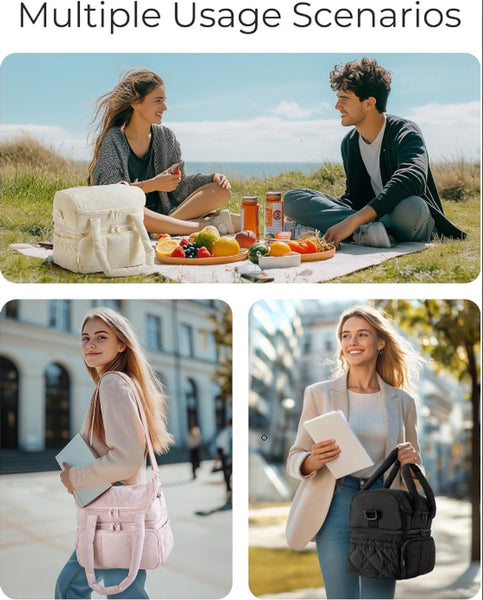 Cooler Bags Lunch Handle Strap Insulated Picnic Suitable For Work Office Travel And Picnicsipinki Lunchboxes & Bags