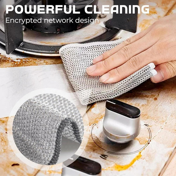 10Pcs Reusable Wire Dishwashing Cloth Kitchen Cleaning Rags Wet Dry 20X20cm Grey Tea Towels & Dishcloths