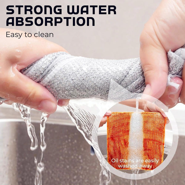 10Pcs Reusable Wire Dishwashing Cloth Kitchen Cleaning Rags Wet Dry 20X20cm Grey Tea Towels & Dishcloths