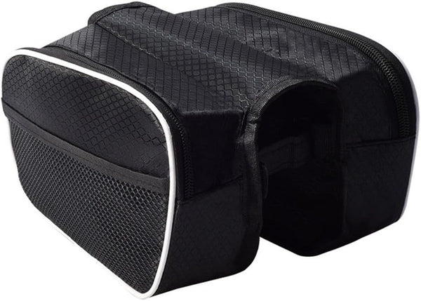 Waterproof Bicycle Handlebar Bag Set 2 Pack Frame Top Tube Cycling Storage Bags Black Handlebars