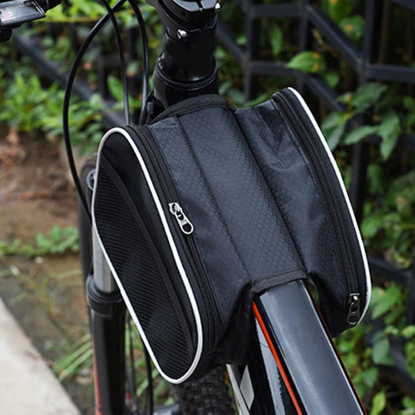 Waterproof Bicycle Handlebar Bag Set 2 Pack Frame Top Tube Cycling Storage Bags Black Handlebars