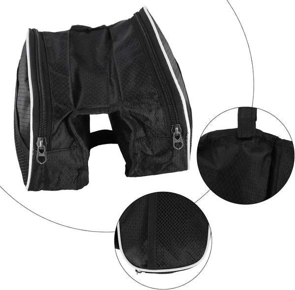 Waterproof Bicycle Handlebar Bag Set 2 Pack Frame Top Tube Cycling Storage Bags Black Handlebars