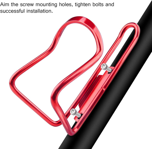 1Pack Lightweight Aluminum Alloy Cycling Bicycle Water Bottle Cage Holder Bracket For Outdoor Activities (Red) Bike Accessories Water Bottle Cages