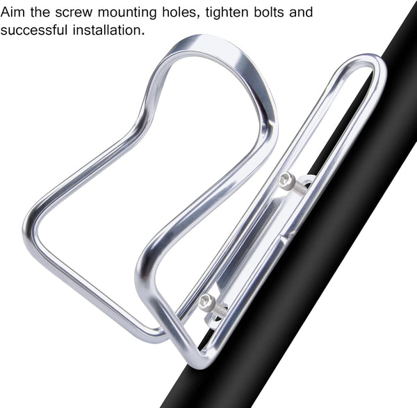 1Pack Lightweight Aluminum Alloy Cycling Bicycle Water Bottle Cage Holder Bracket For Outdoor Activities (Silver) Bike Accessories Water Bottle Cages
