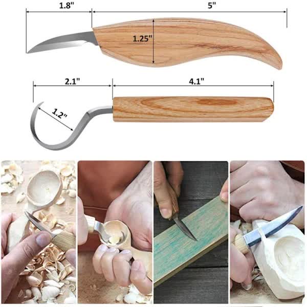 Wood Carving Tool Set 3 In 1 Includes Hook Chisel And Chopping Woodcarving Hand Tools