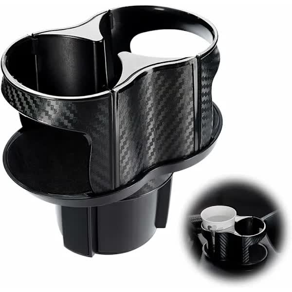 Two In One Multifunctional Car Cup Holder Extension Adapter Rotatable And Adjustable Double Bottle Black Cup Holders