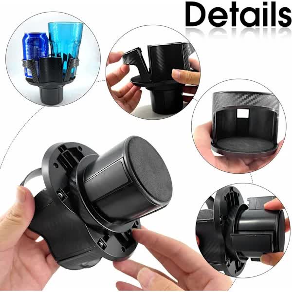 Two In One Multifunctional Car Cup Holder Extension Adapter Rotatable And Adjustable Double Bottle Black Cup Holders