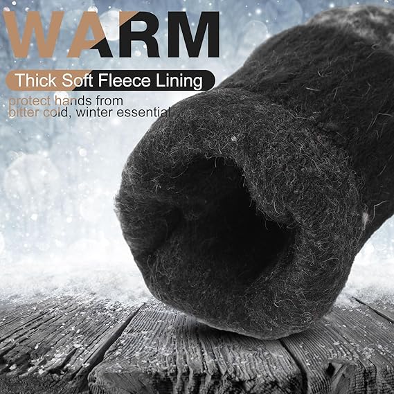 Pack Of 3 Pairs Warm Winter Gloves For Women Extra Thick Knitted Imitation Suitable Cold Weather (Style B) Gloves & Mittens