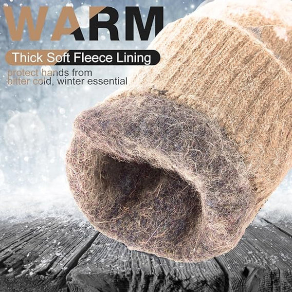 Pack Of 3 Pairs Warm Winter Gloves For Women Extra Thick Knitted Imitation Suitable Cold Weather (Style E) Gloves & Mittens