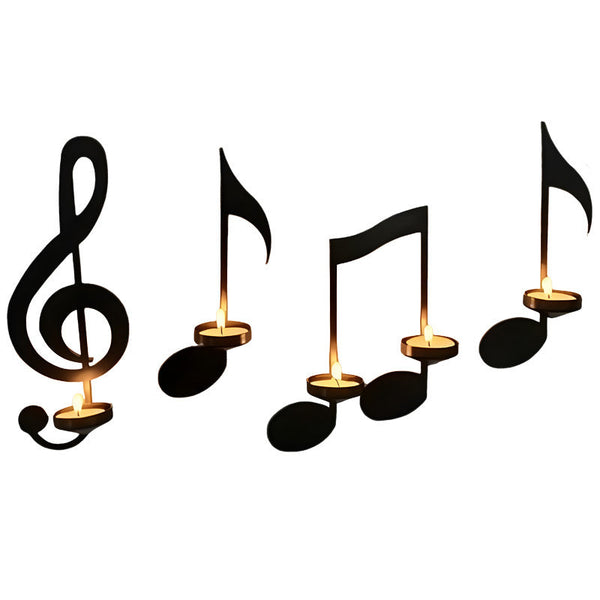 Music Note Candlestick Wall Decoration Wrought Iron Holder Candle Holders & Accessories