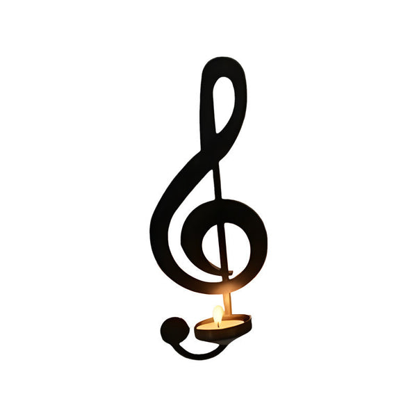 Music Note Candlestick Wall Decoration Wrought Iron Holder Candle Holders & Accessories