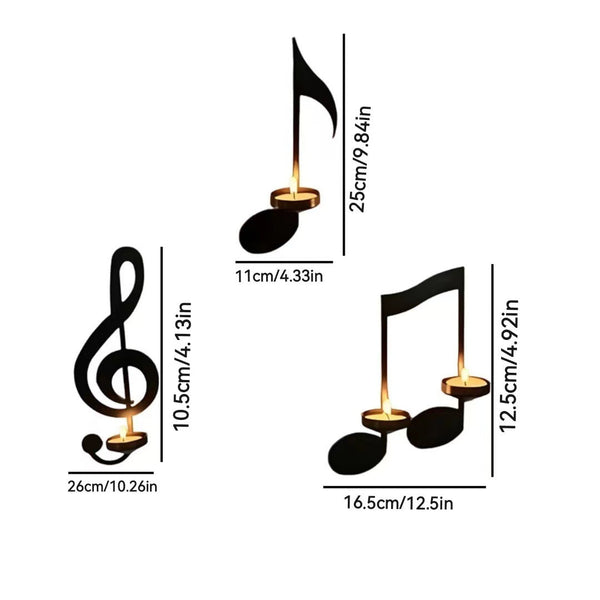 Music Note Candlestick Wall Decoration Wrought Iron Holder Candle Holders & Accessories