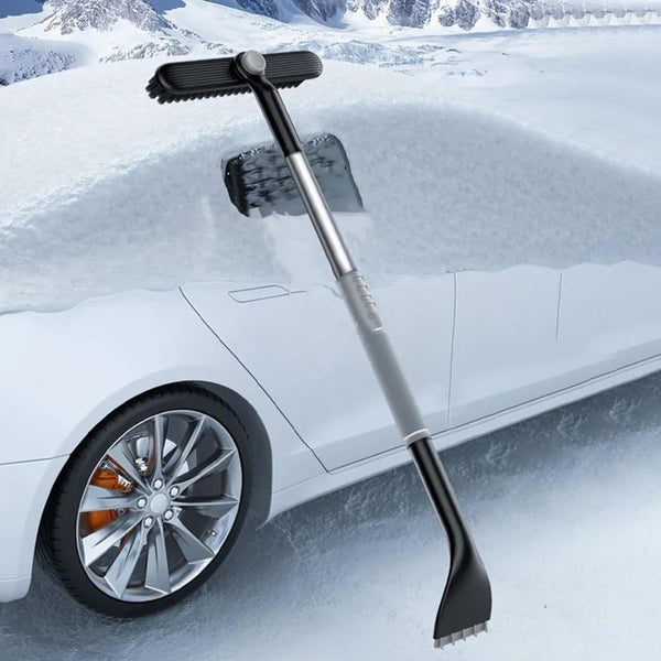 3 In 1 Extendable Snow Brush & Ice Scraper For Car Windows Gray Ice Scrapers & Snow Brushes