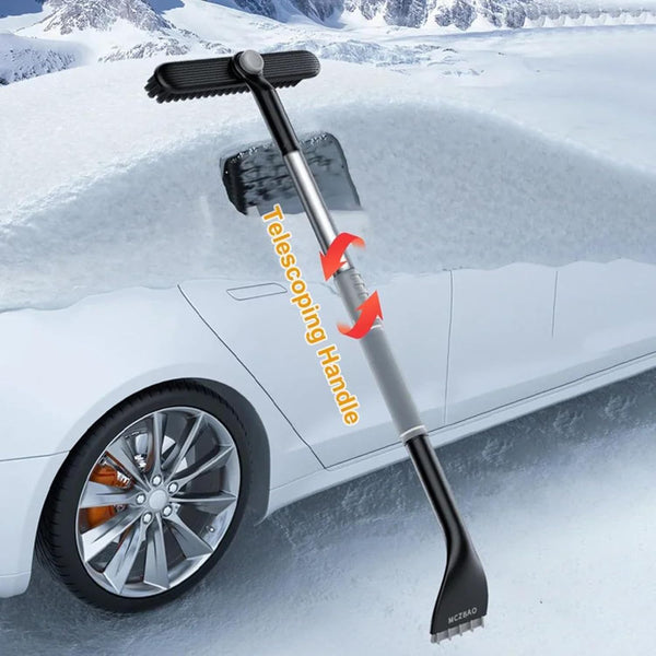 3 In 1 Extendable Snow Brush & Ice Scraper For Car Windows Gray Ice Scrapers & Snow Brushes