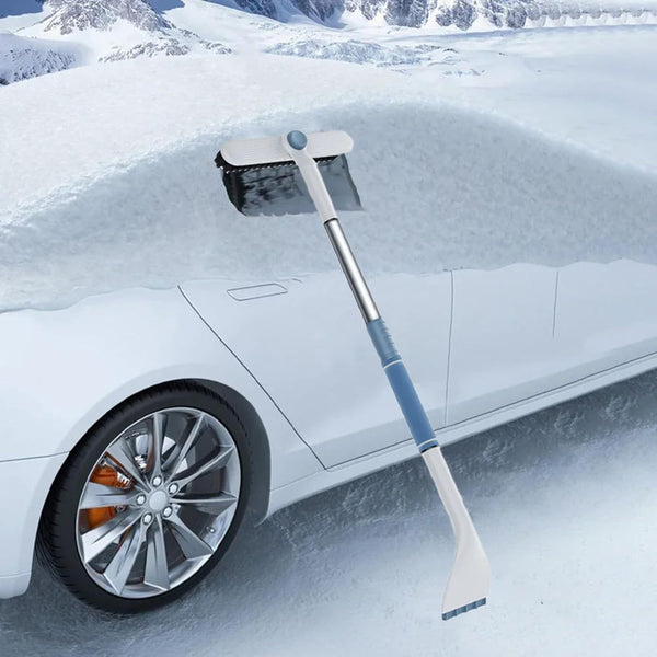 3 In 1 Extendable Snow Brush & Ice Scraper For Car Windows 360 Rotating Head Blue White Ice Scrapers & Snow Brushes