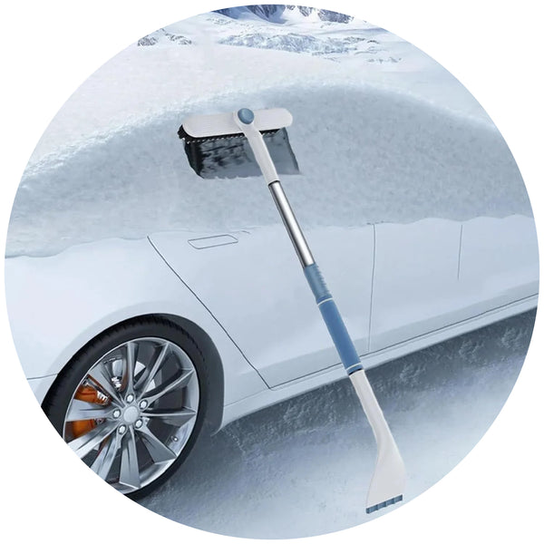3 In 1 Extendable Snow Brush & Ice Scraper For Car Windows 360 Rotating Head Blue White Ice Scrapers & Snow Brushes