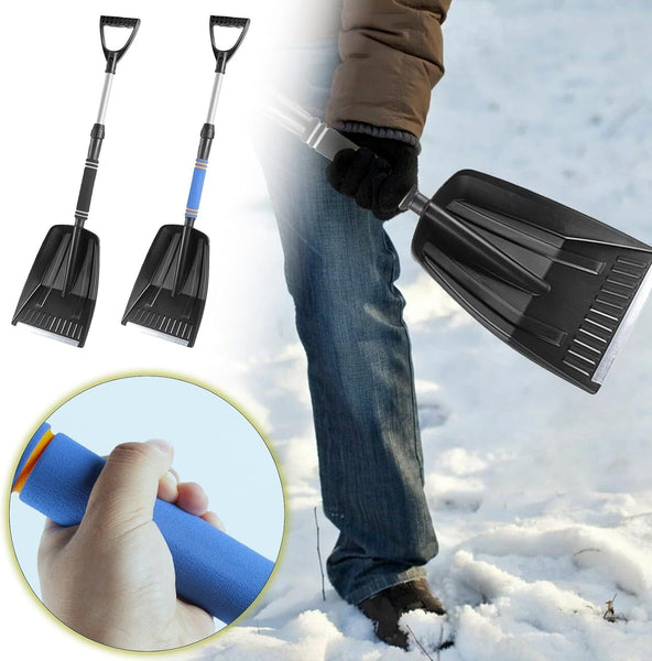 Folding Snow Shovel Large Capacity | Lightweight & Portable Wide Clearing Range With Ergonomic D Shaped Handle And Aluminum Blade For Outdoor Car Gard