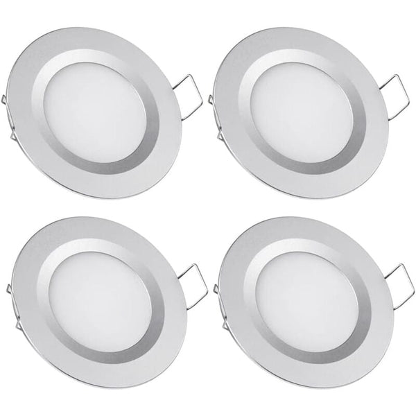 4 X 12V Led Recessed Spotlight Hole 58 65Mm 3W 3200K Ceiling Light For Motorhome Boat Caravan Van Yacht Warm White (Silver Finish) Other Lighting Part