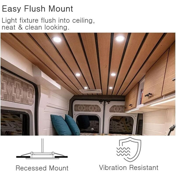 4 X 12V Led Recessed Spotlight Hole 58 65Mm 3W 3200K Ceiling Light For Motorhome Boat Caravan Van Yacht Warm White (Silver Finish) Other Lighting Part