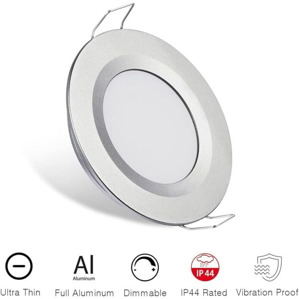 4 X 12V Led Recessed Spotlight Hole 58 65Mm 3W 3200K Ceiling Light For Motorhome Boat Caravan Van Yacht Warm White (Silver Finish) Other Lighting Part