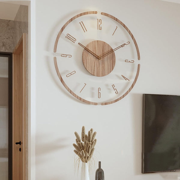 Wall Clock 30Cm Round Silent Battery Operated Non Ticking Decorative For Living Room Bedroom With Transparent Acrylic Wall Clocks
