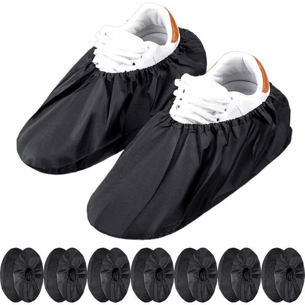 10 Pairs Reusable Non Slip Machine Washable Black Shoe Covers