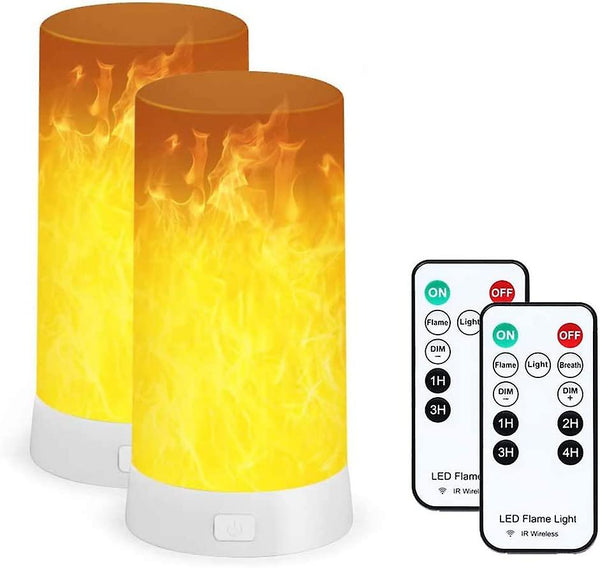 2 Pack Led Flame Effect With Remote Usb Rechargeable Lamps