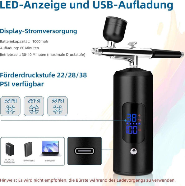 Wireless Airbrush Set 3 Speed Usb Rechargeable Spray Gun For Art & Crafts Other Painting Accessories