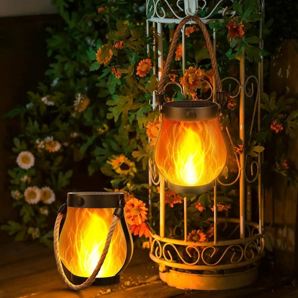 1/2/4 Pack Solar Garden Lights With Flame Effect Waterproof Hanging Usb Charging Halloween And Decoration 4Pcs Set Lanterns