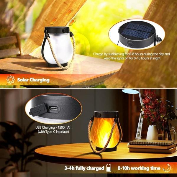 1/2/4 Pack Solar Garden Lights With Flame Effect Waterproof Hanging Usb Charging Halloween And Decoration 4Pcs Set Lanterns