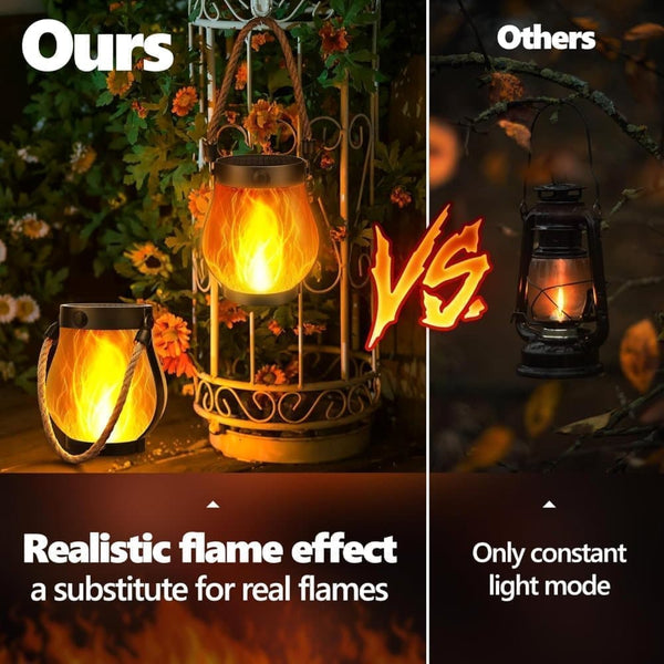 1/2/4 Pack Solar Garden Lights With Flame Effect Waterproof Hanging Usb Charging Halloween And Decoration 4Pcs Set Lanterns