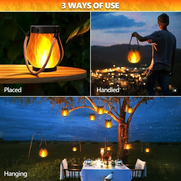 1/2/4 Pack Solar Garden Lights With Flame Effect Waterproof Hanging Usb Charging Halloween And Decoration 4Pcs Set Lanterns