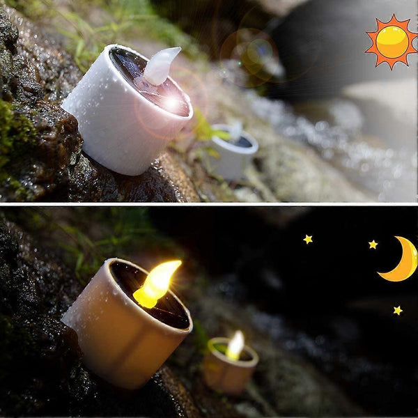 6Pcs Solar Flameless Led Tea Lights Outdoor Waterproof Rechargeable Flicker Outdoor Lighting Accessories