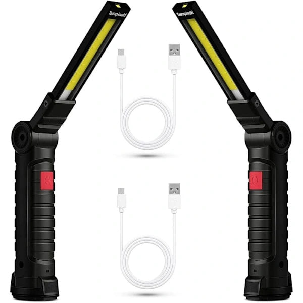 2 Pack Rechargeable Led Work Light Magnetic Cob Usb Torch 5 Modes Torches & Work Lights
