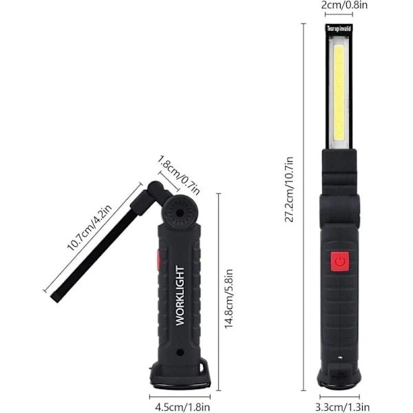 2 Pack Rechargeable Led Work Light Magnetic Cob Usb Torch 5 Modes Torches & Work Lights
